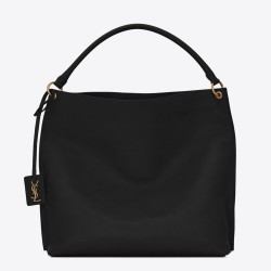 Saint Laurent Tag Hobo Bag In Black Calfskin YSLBS81422