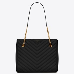 Saint Laurent Tribeca Small Shopping Bag In Black Grained Leather YSLBS81428