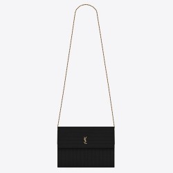 Saint Laurent Victoire Chain Bag In Black Crinkled Leather YSLBS81431