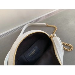 Saint Laurent Vinyle Round Camera Bag In White Grained Leather YSLBS81435