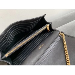 Saint Laurent WOC Becky Chain Wallet In Black Lambskin YSLBS81438