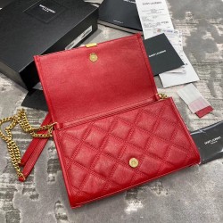 Saint Laurent WOC Becky Chain Wallet In Red Lambskin YSLBS81439