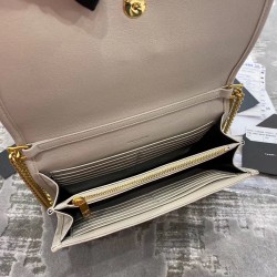 Saint Laurent WOC Becky Chain Wallet In White Lambskin YSLBS81440