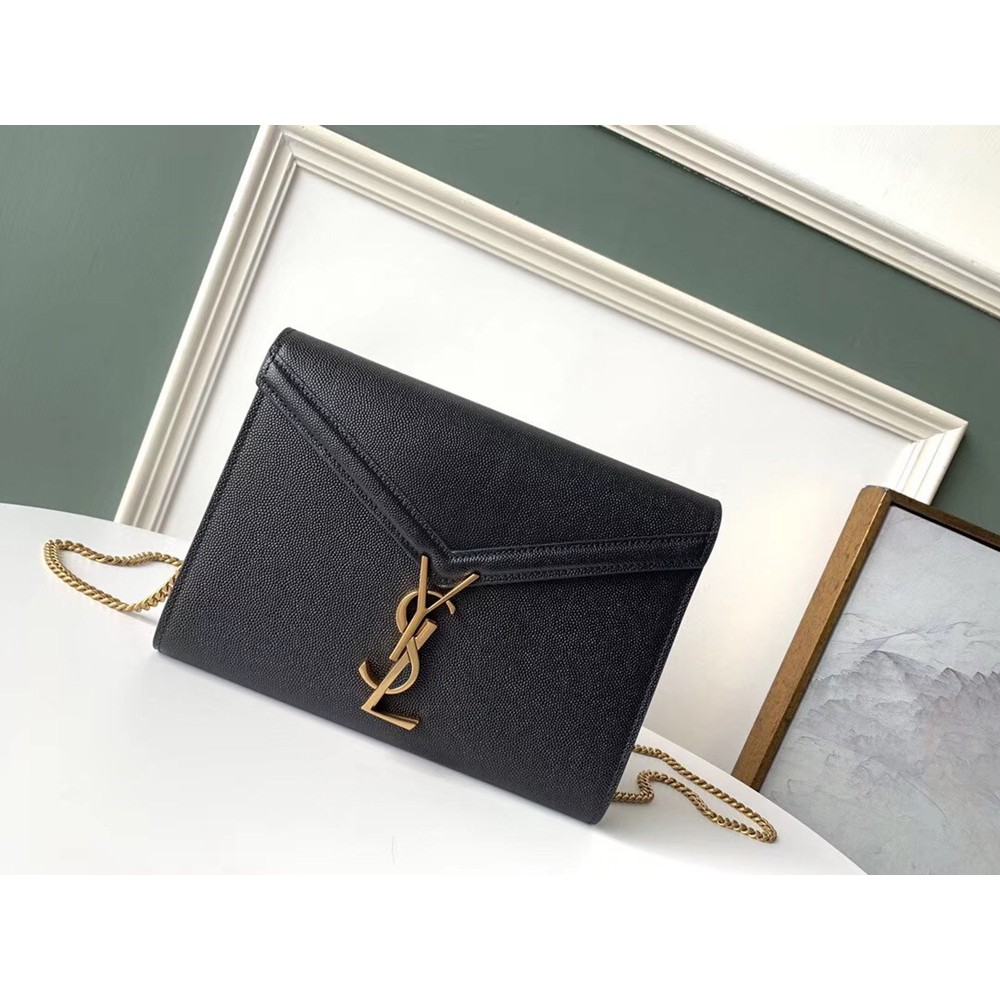 Saint Laurent WOC Cassandra Chain Wallet In Black Leather YSLBS81441