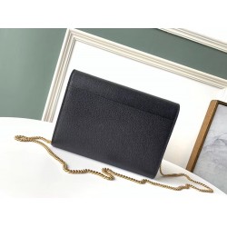 Saint Laurent WOC Cassandra Chain Wallet In Black Leather YSLBS81441