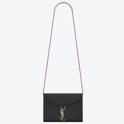 Saint Laurent WOC Cassandra Chain Wallet In Black Leather YSLBS81441