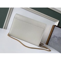 Saint Laurent WOC Cassandra Chain Wallet In White Leather YSLBS81443