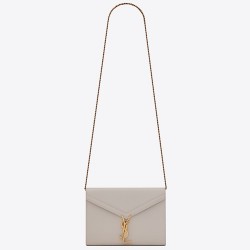 Saint Laurent WOC Cassandra Chain Wallet In White Leather YSLBS81443