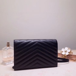 Saint Laurent WOC Envelope Chain Wallet All Black YSLBS81444