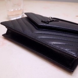 Saint Laurent WOC Envelope Chain Wallet All Black YSLBS81444