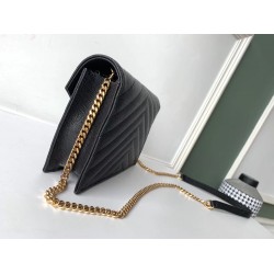 Saint Laurent WOC Envelope Chain Wallet In Black Leather YSLBS81445