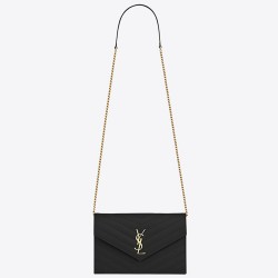 Saint Laurent WOC Envelope Chain Wallet In Black Leather YSLBS81445