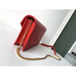 Saint Laurent WOC Envelope Chain Wallet In Red Leather YSLBS81447