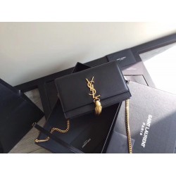 Saint Laurent WOC Kate Tassel Chain Wallet In Black Calfskin YSLBS81448