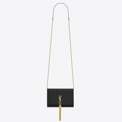 Saint Laurent WOC Kate Tassel Chain Wallet In Black Calfskin YSLBS81448