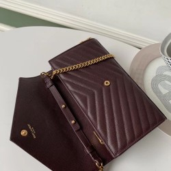 Saint Laurent WOC Monogram Chain Wallet In Bordeaux Leather YSLBS81451