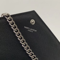 Saint Laurent WOC Monogram Chain Wallet In Noir Leather YSLBS81452