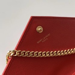 Saint Laurent WOC Monogram Chain Wallet In Red Leather YSLBS81454