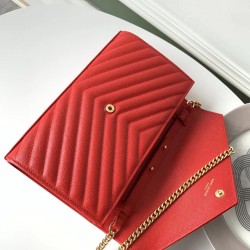 Saint Laurent WOC Monogram Chain Wallet In Red Leather YSLBS81454