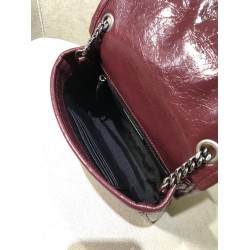 Saint Laurent WOC Niki Chain Wallet In Bordeaux Crinkled Leather YSLBS81456