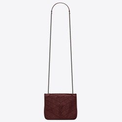 Saint Laurent WOC Niki Chain Wallet In Bordeaux Crinkled Leather YSLBS81456