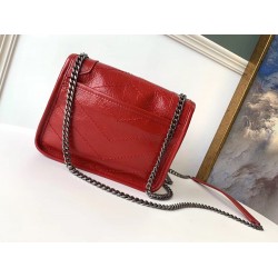 Saint Laurent WOC Niki Chain Wallet In Red Crinkled Leather YSLBS81457