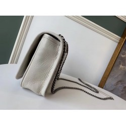 Saint Laurent WOC Niki Chain Wallet In White Crinkled Leather YSLBS81459