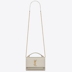 Saint Laurent WOC Sunset Chain Wallet In White Calfskin YSLBS81468