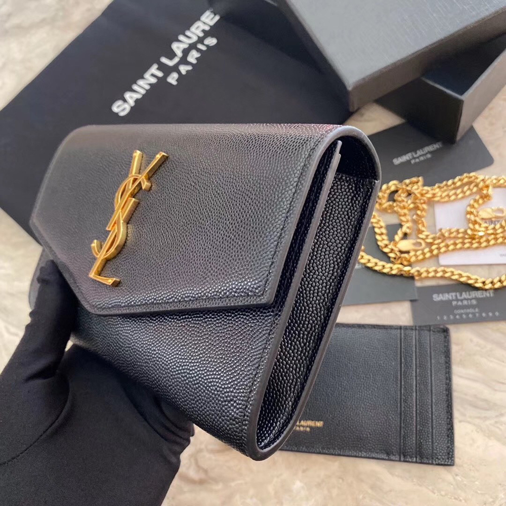 Saint Laurent WOC Uptown Chain Wallet In Black Leather YSLBS81469