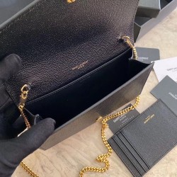 Saint Laurent WOC Uptown Chain Wallet In Black Leather YSLBS81469