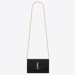 Saint Laurent WOC Uptown Chain Wallet In Black Leather YSLBS81469