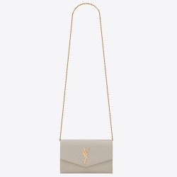 Saint Laurent WOC Uptown Chain Wallet In White Leather YSLBS81471