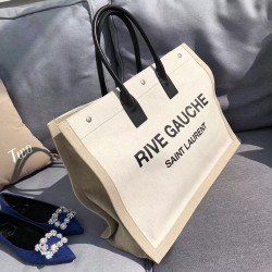 Saint Laurent White Linen Rive Gauche Tote Bag YSLBS81436