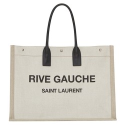 Saint Laurent White Linen Rive Gauche Tote Bag YSLBS81436