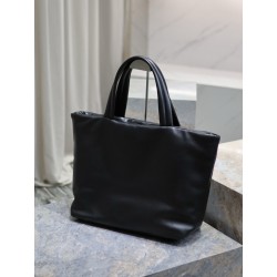 Saint Laurent Wide Puffer Tote Bag in Black Nappa Lambskin YSLBS81437